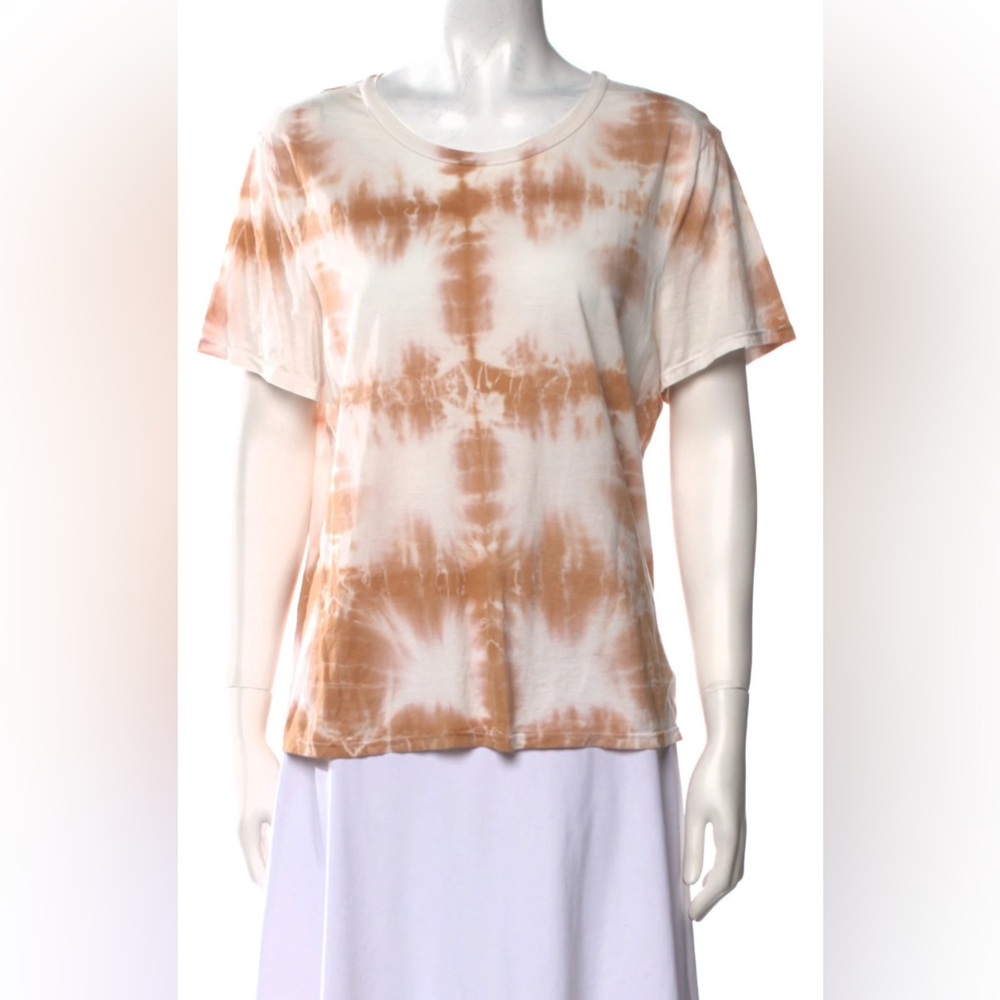 A.L.C. Tie-Dye Short Sleeve Top - Cream and Brown